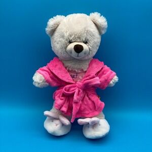 Build-A-Bear Cream White Plush with Pink Bathrobe & Bunny Slippers
